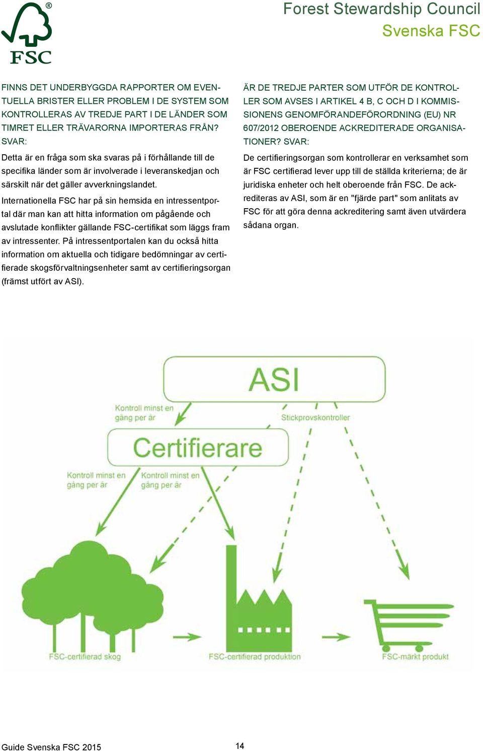 Internationella FSC har på sin hemsida en intressentportal där man kan att hitta information om pågående och avslutade konflikter gällande FSC-certifikat som läggs fram av intressenter.