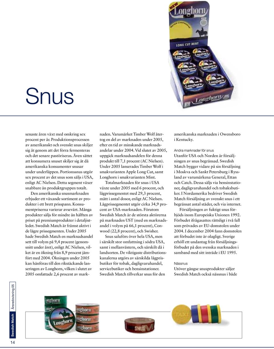 Detta segment växer snabbare än produktgruppen totalt. Den amerikanska snusmarknaden erbjuder ett växande sortiment av produkter i ett brett prisspann. Konsumentpriserna varierar avsevärt.