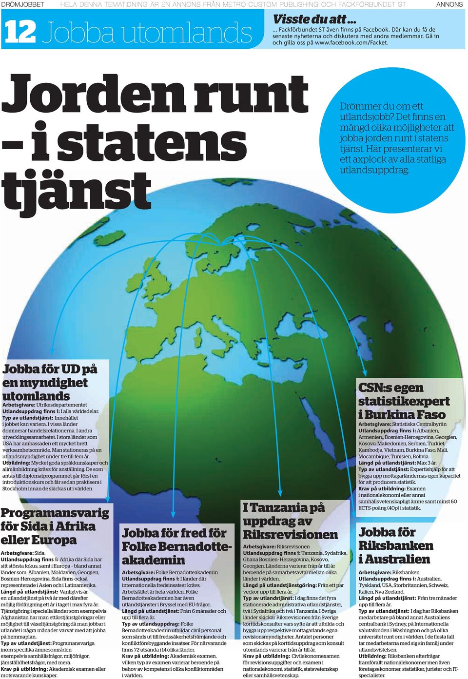 Här presenterar vi ett axplock av alla statliga utlandsuppdrag. Jobba för UD på en myndighet utomlands Arbetsgivare: Utrikesdepartementet Utlandsuppdrag finns i: I alla världsdelar.