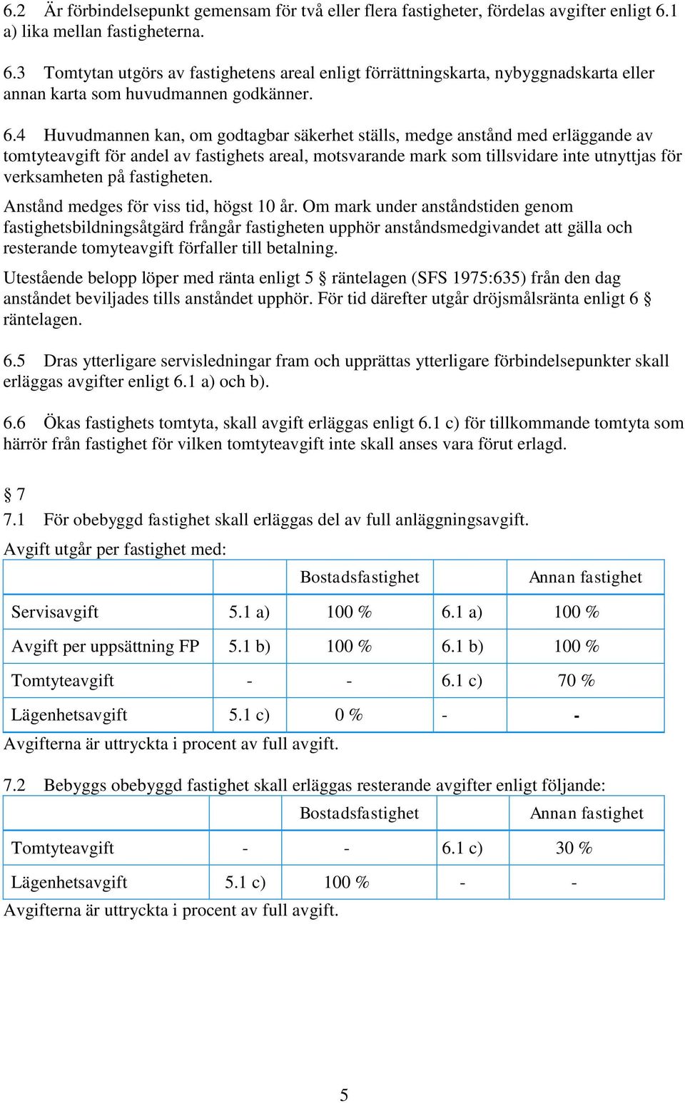 3 Tomtytan utgörs av fastighetens areal enligt förrättningskarta, nybyggnadskarta eller annan karta som huvudmannen godkänner. 6.