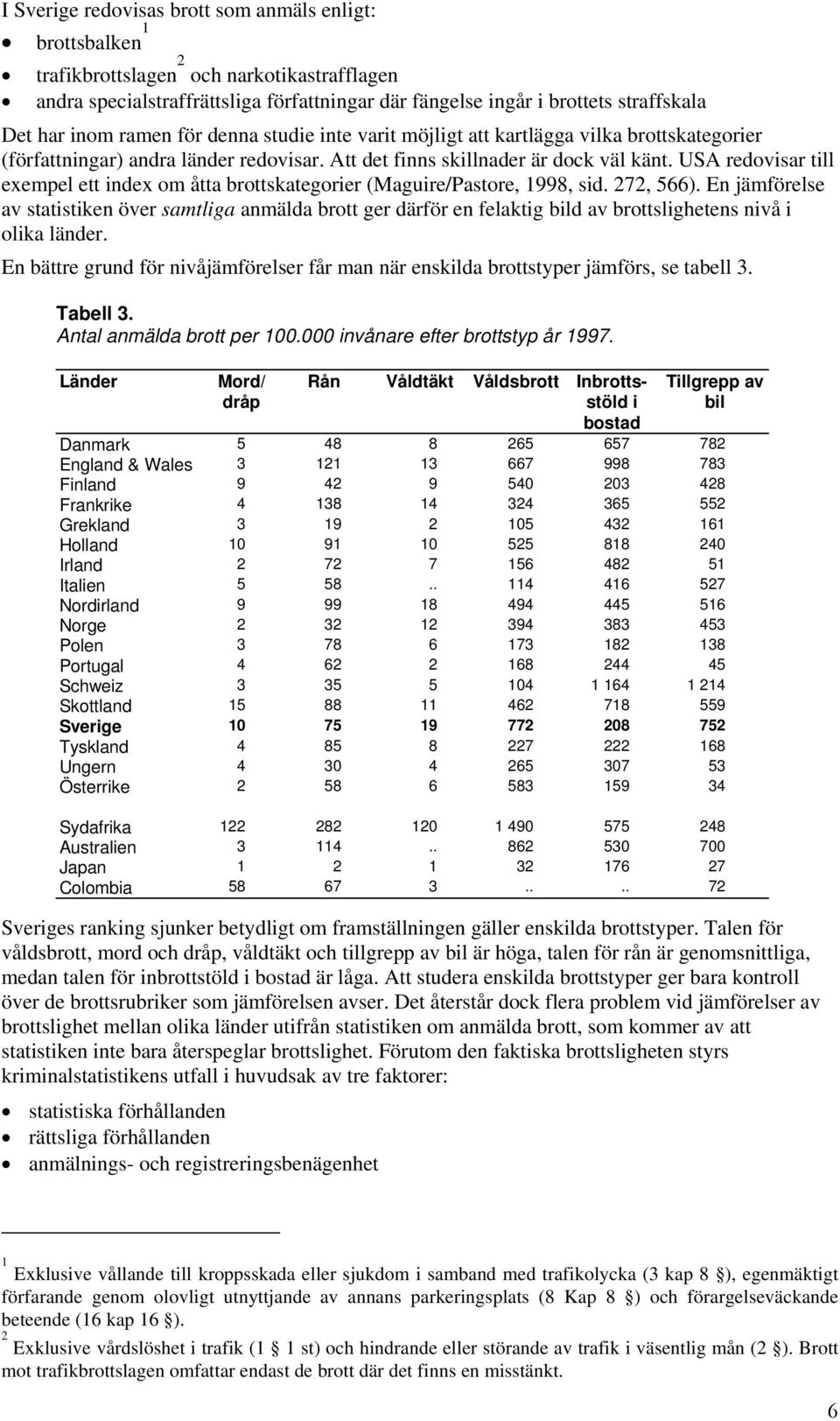 USA redovisar till exempel ett index om åtta brottskategorier (Maguire/Pastore, 1998, sid. 272, 566).