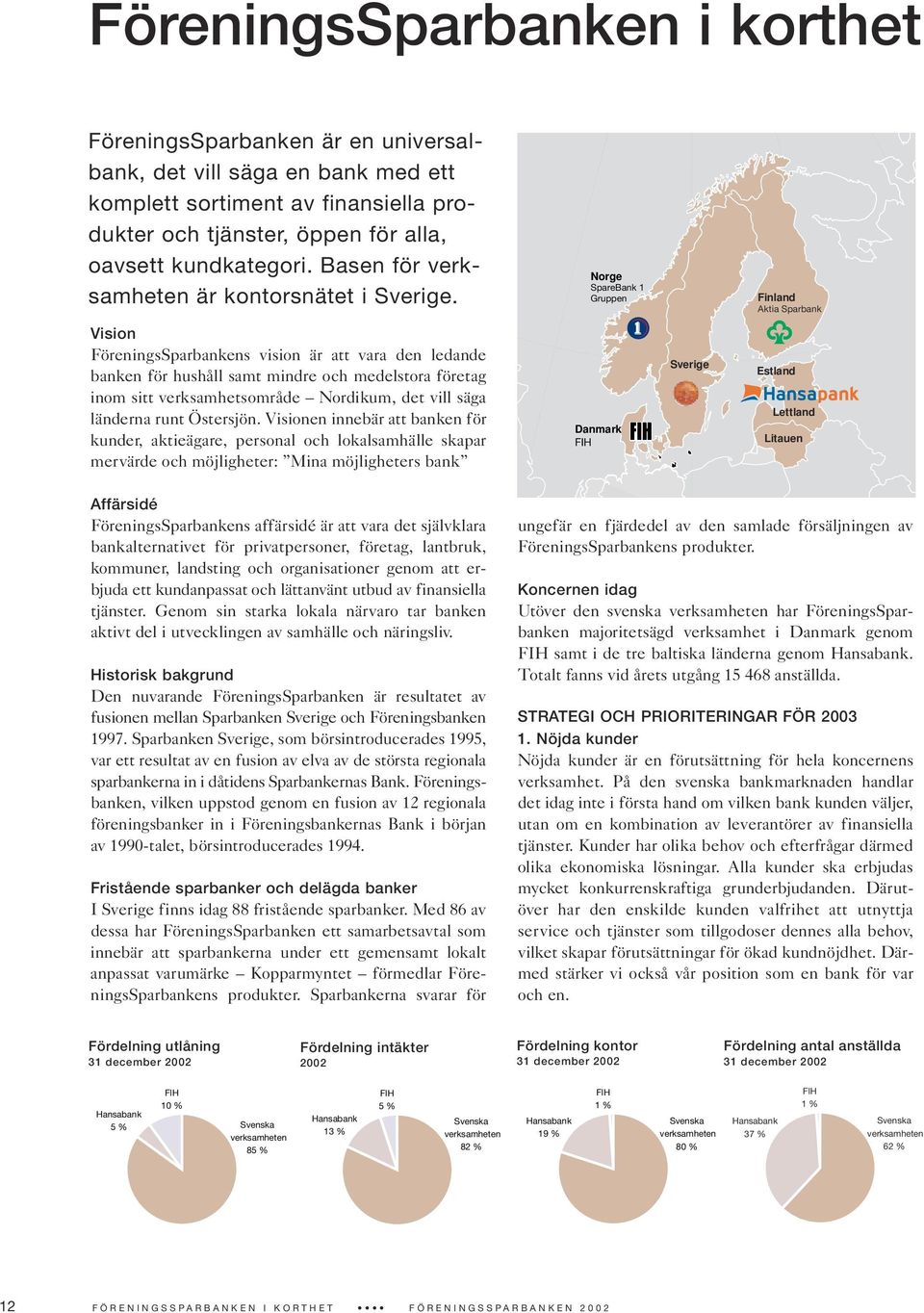 Vision FöreningsSparbankens vision är att vara den ledande banken för hushåll samt mindre och medelstora företag inom sitt verksamhetsområde Nordikum, det vill säga länderna runt Östersjön.