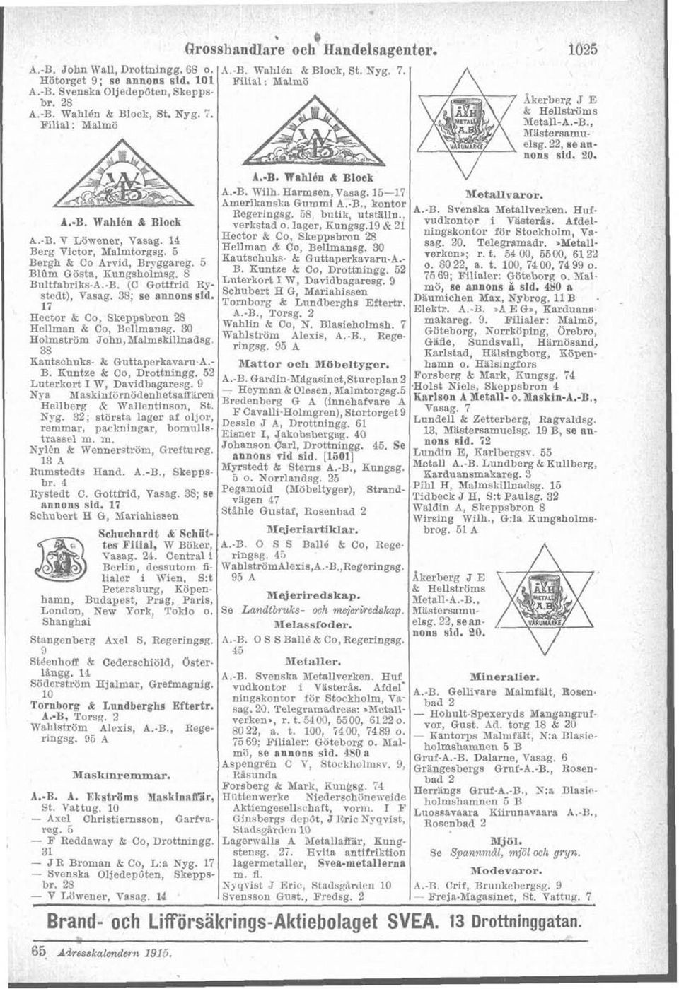 68, butik, utstilln.. A..B, Svenska Metallverken. Huf. A..B. Vahlén & Block verkstad o. lager, Kungsg.19 21 ngg8"k",n& ifö~~~~kh;lmgf"y"~: &..B. V ~ ö vasag.