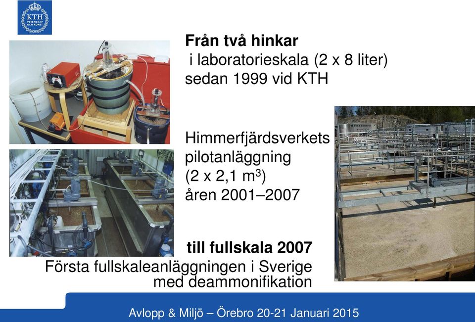 pilotanläggning (2 x 2,1 m 3 ) åren 2001 2007 till