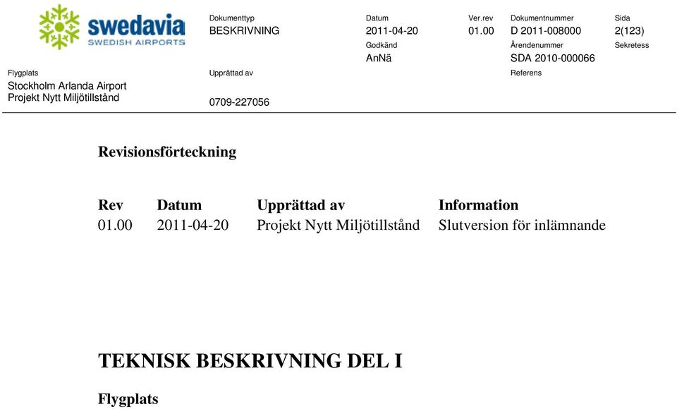 Rev Datum Upprättad av Information 01.