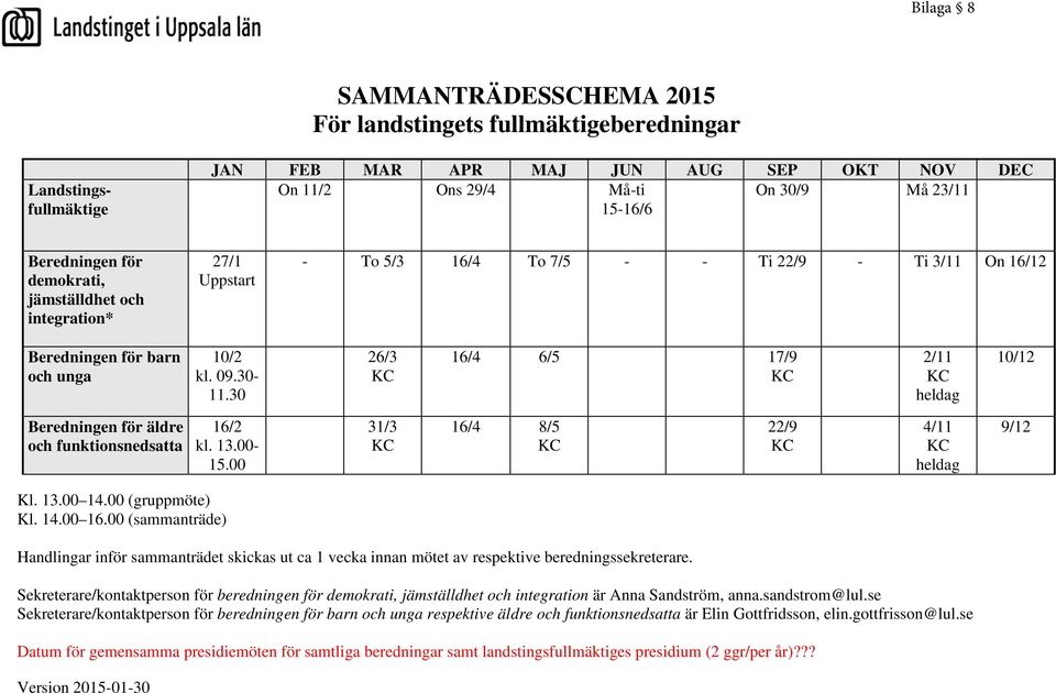 30 26/3 KC 16/4 6/5 17/9 KC 2/11 KC heldag 10/12 Beredningen för äldre och funktionsnedsatta 16/2 kl. 13.00-15.00 31/3 KC 16/4 8/5 KC 22/9 KC 4/11 KC heldag 9/12 Kl. 13.00 14.00 (gruppmöte) Kl. 14.00 16.