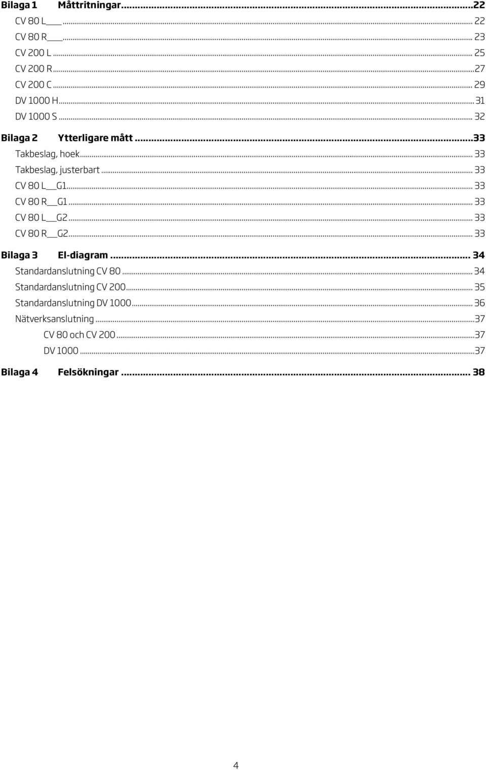 .. CV 80 L G... CV 80 R G... Bilaga El-diagram... Standardanslutning CV 80... Standardanslutning CV 00.