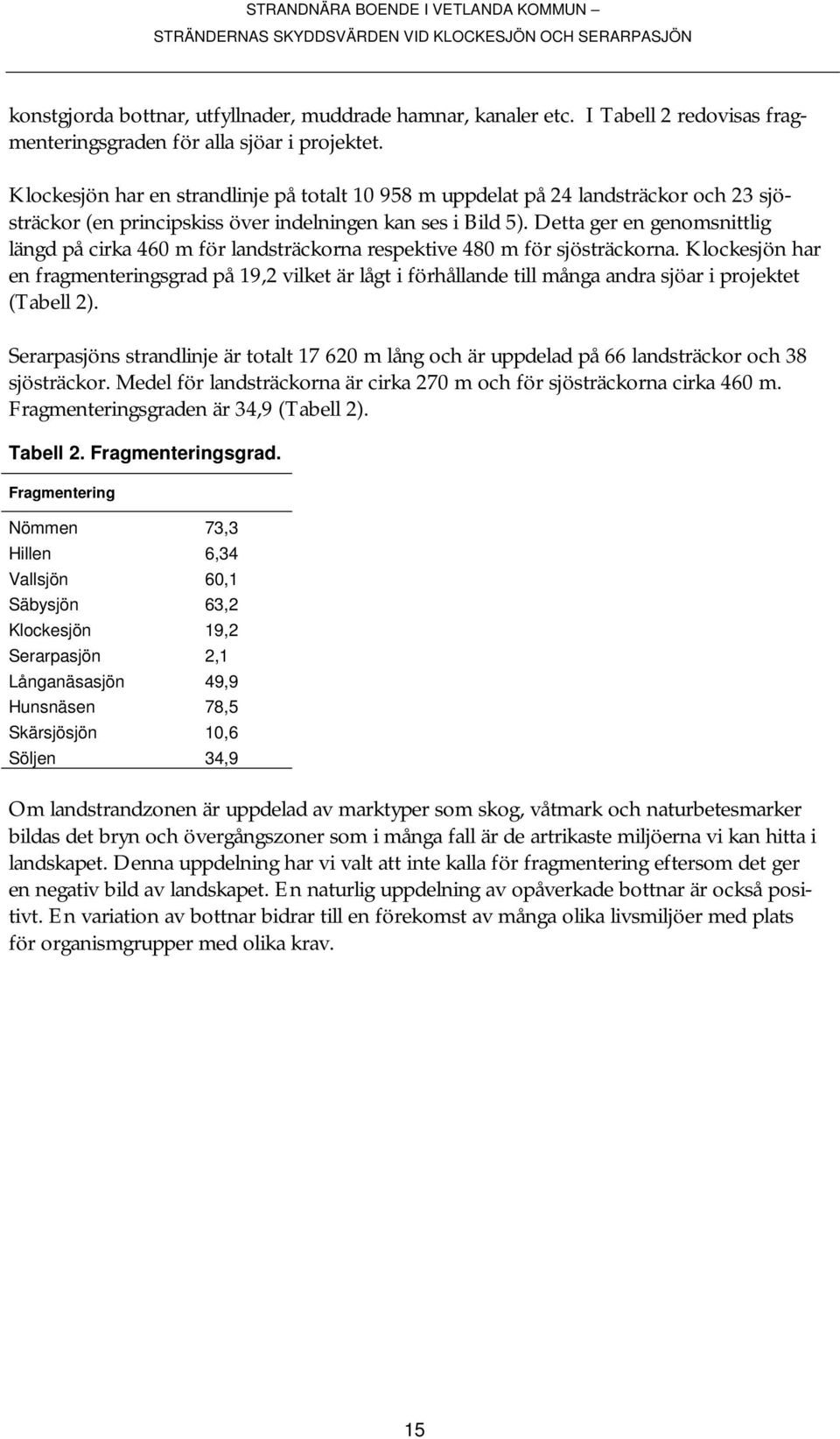 Detta ger en genomsnittlig längd på cirka 460 m för landsträckorna respektive 480 m för sjösträckorna.