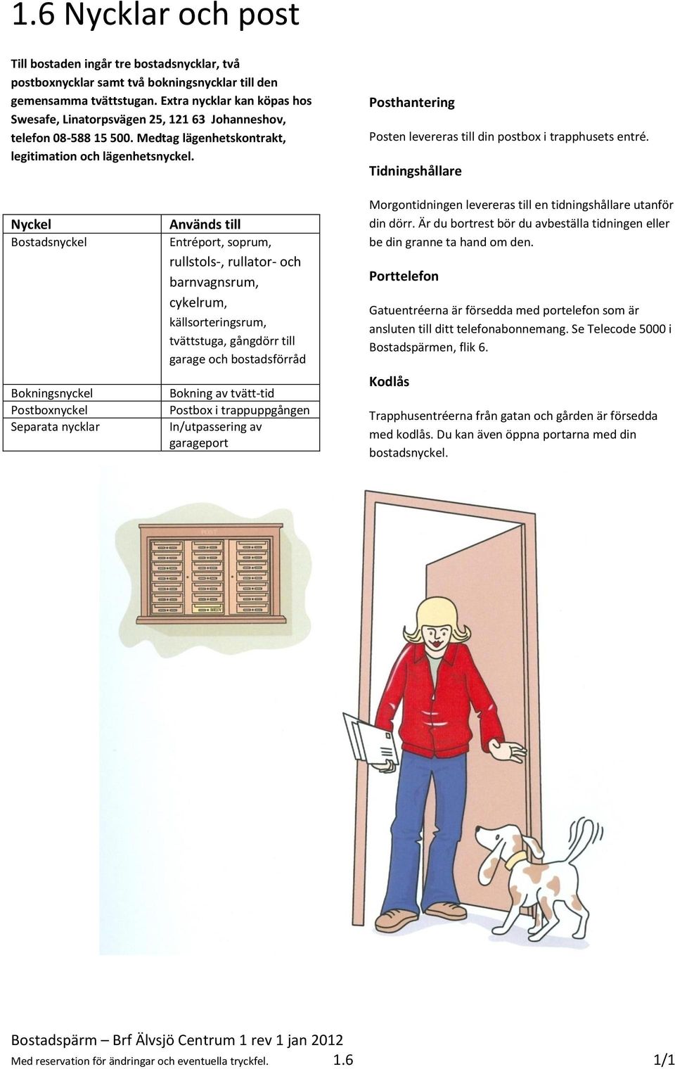 Posthantering Posten levereras till din postbo i trapphusets entré.