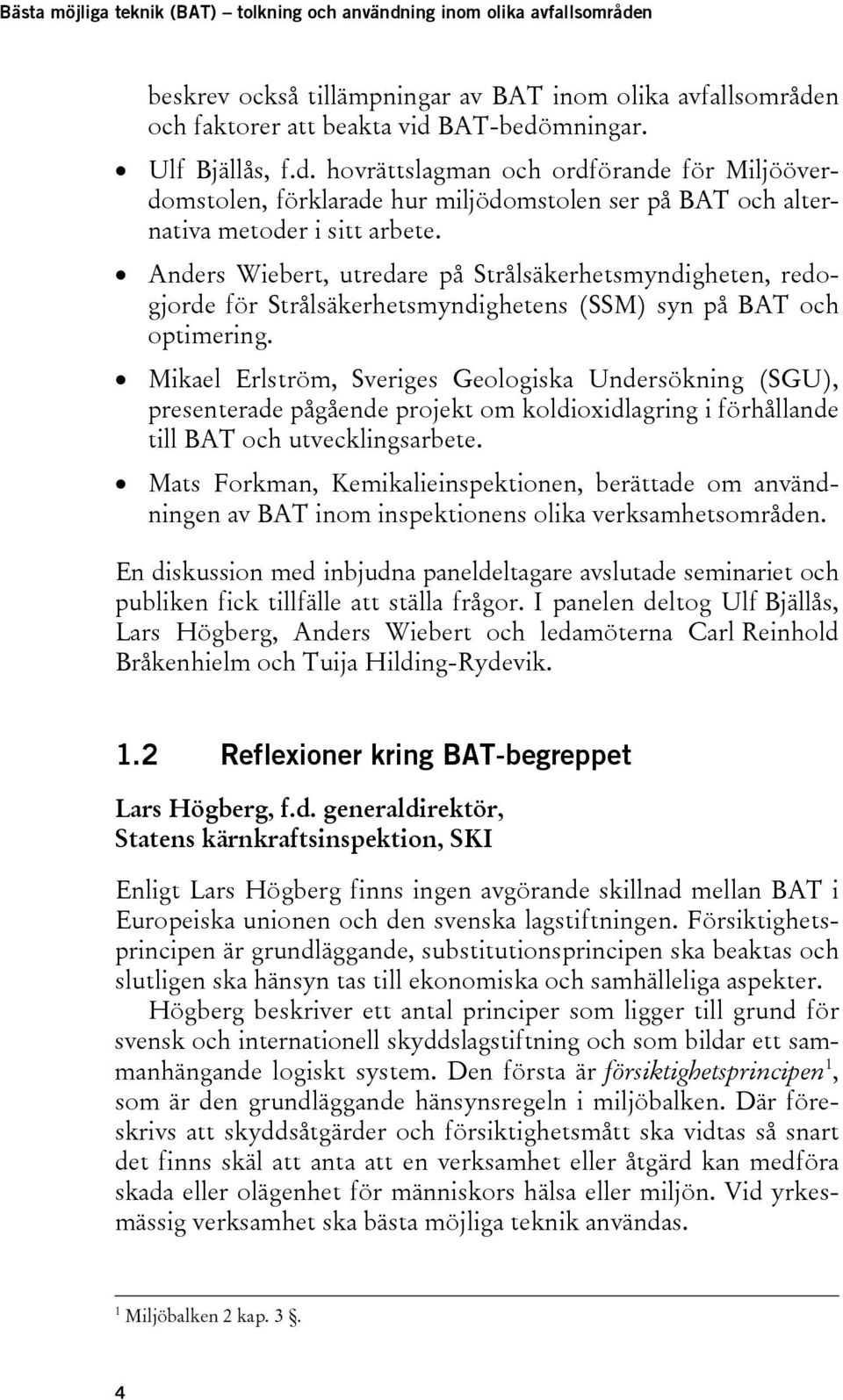 Mikael Erlström, Sveriges Geologiska Undersökning (SGU), presenterade pågående projekt om koldioxidlagring i förhållande till BAT och utvecklingsarbete.