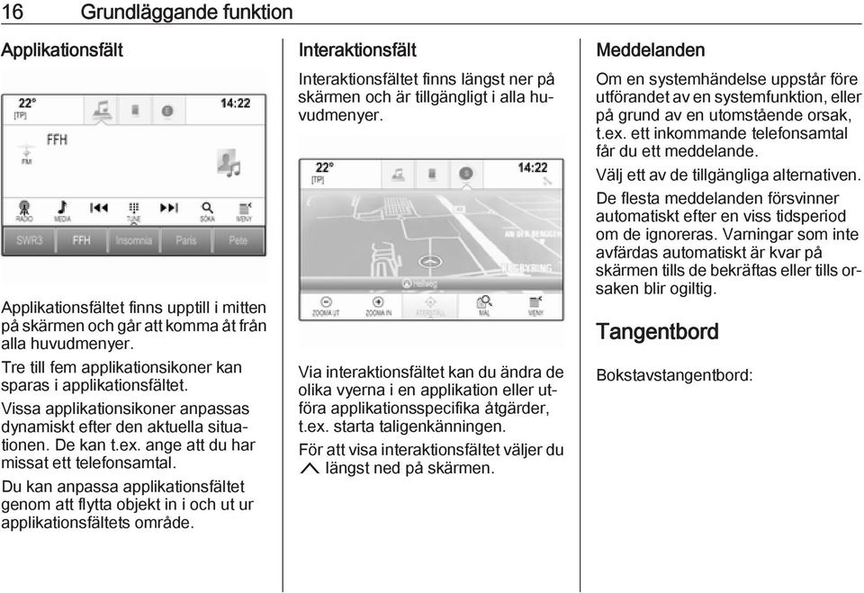 Du kan anpassa applikationsfältet genom att flytta objekt in i och ut ur applikationsfältets område.