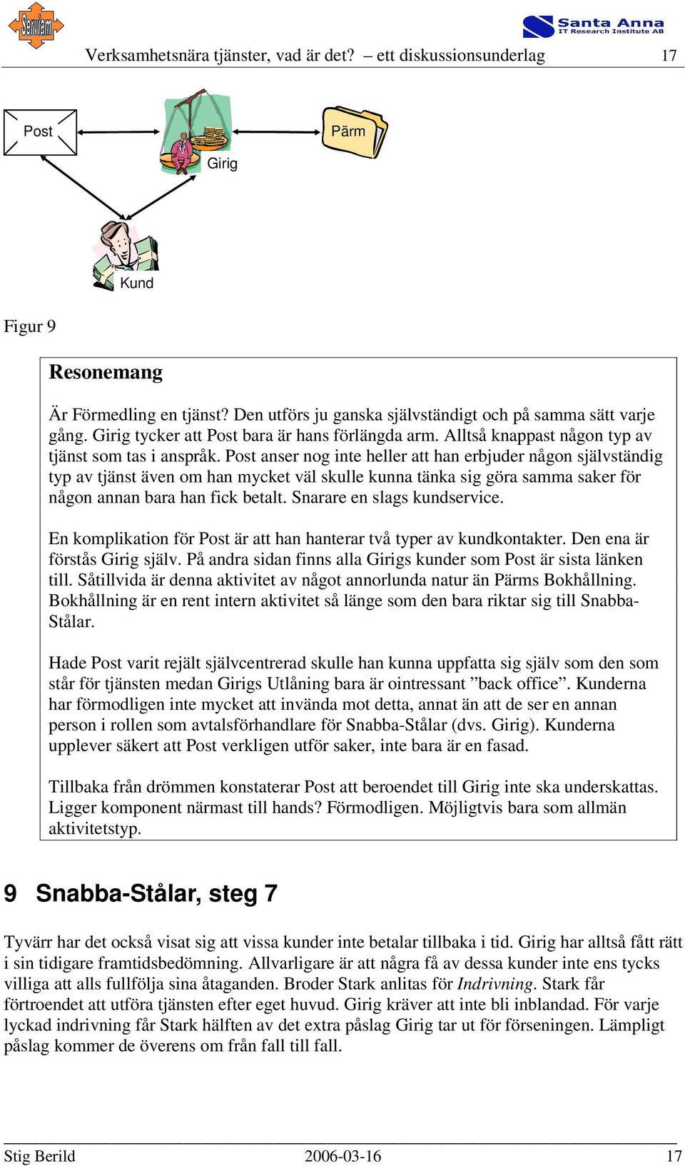 Post anser nog inte heller att han erbjuder någon självständig typ av tjänst även om han mycket väl skulle kunna tänka sig göra samma saker för någon annan bara han fick betalt.