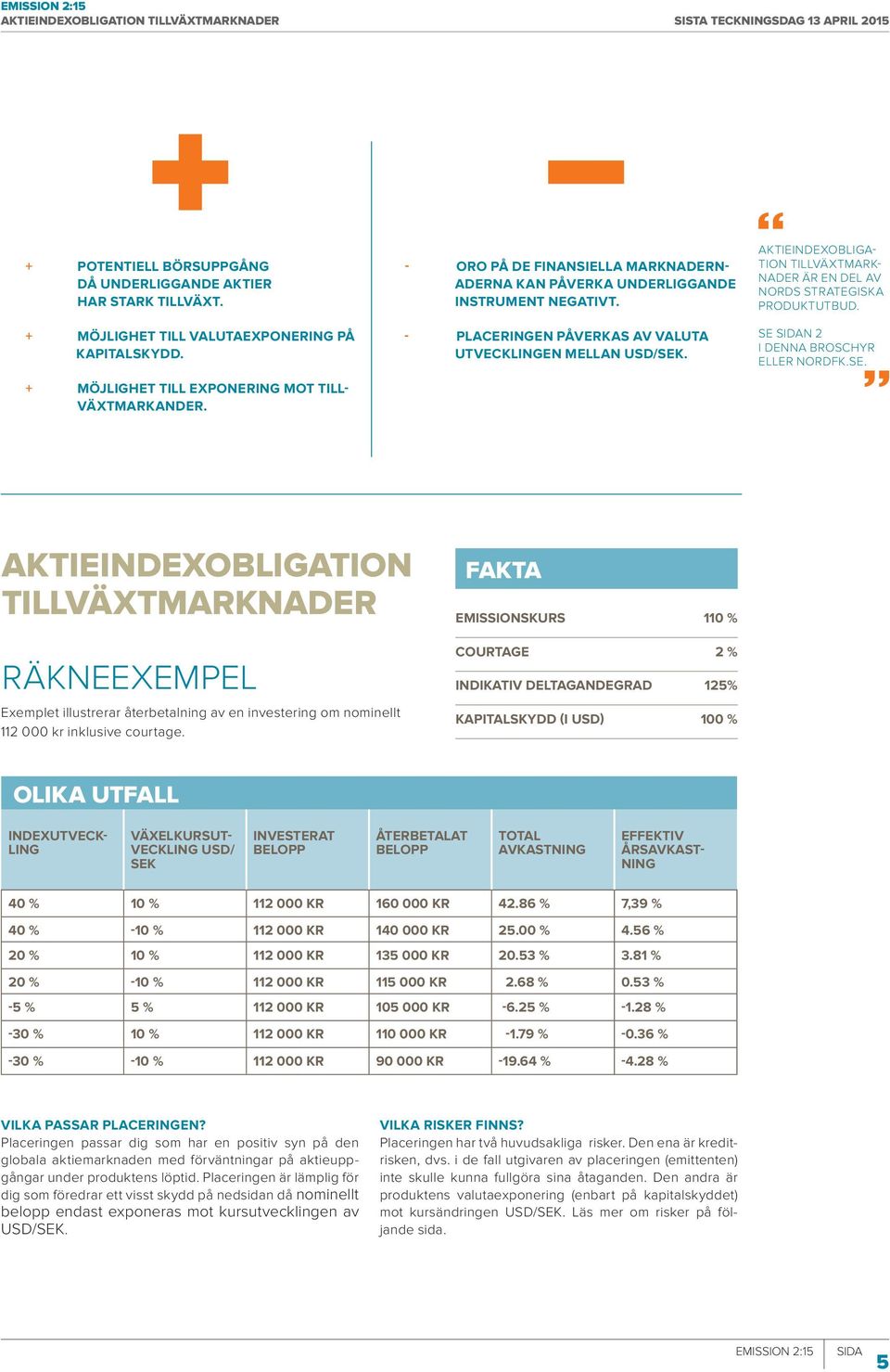 AKTIEINDEXOBLIGA- TION TILLVÄXTMARK- NADER ÄR EN DEL AV NORDS STRATEGISKA PRODUKT UTBUD. SE 