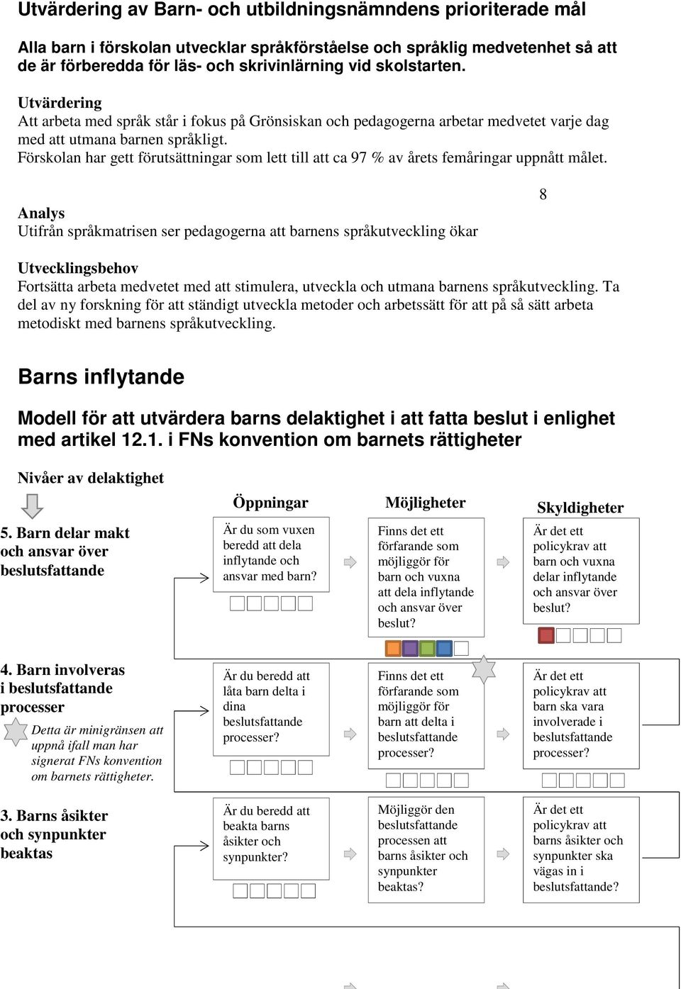 Förskolan har gett förutsättningar som lett till att ca 97 % av årets femåringar uppnått målet.