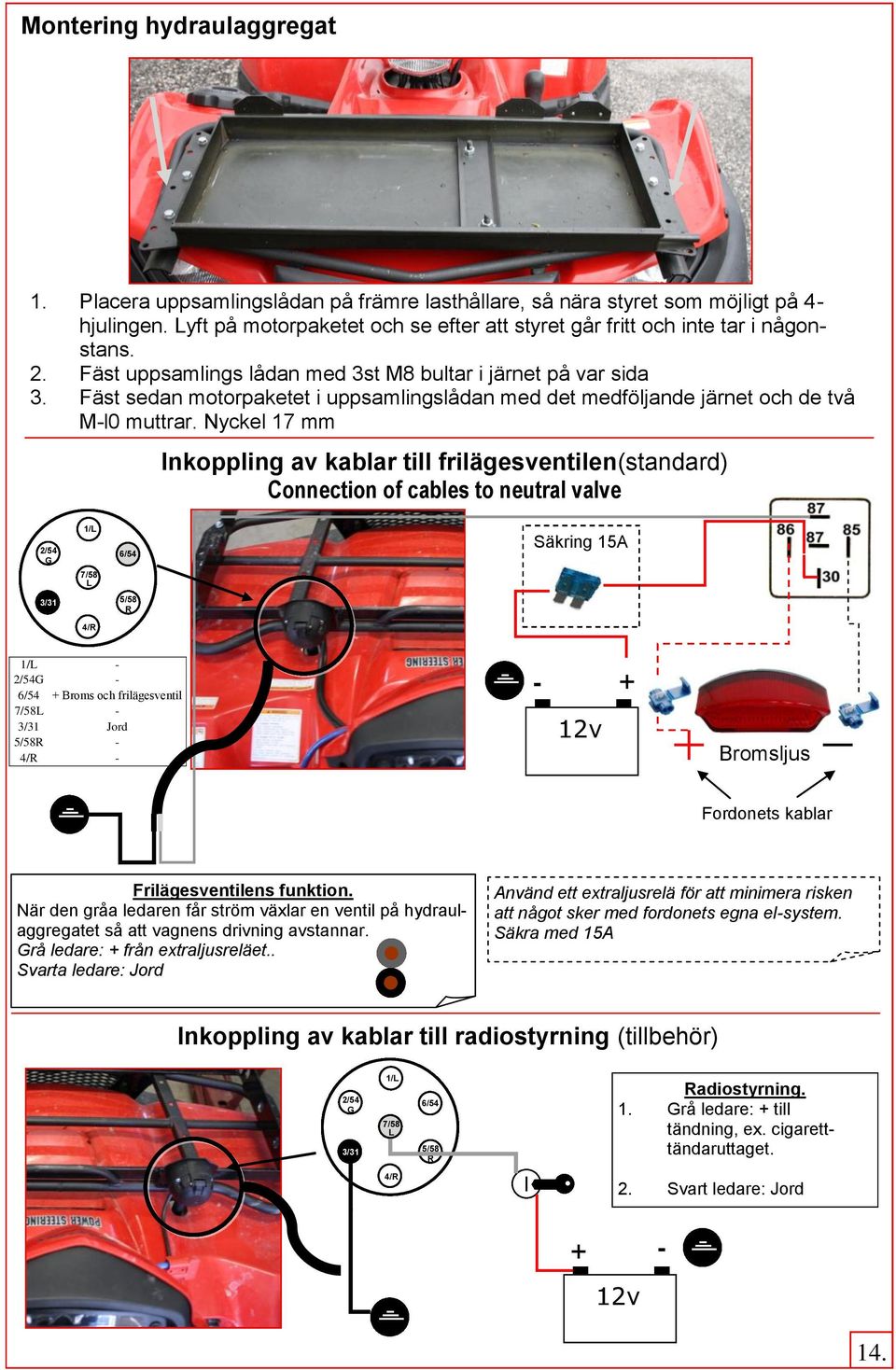 Fäst sedan motorpaketet i uppsamlingslådan med det medföljande järnet och de två M-l0 muttrar.