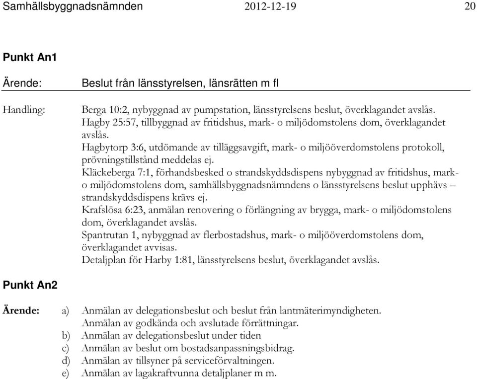 Hagbytorp 3:6, utdömande av tilläggsavgift, mark- o miljööverdomstolens protokoll, prövningstillstånd meddelas ej.