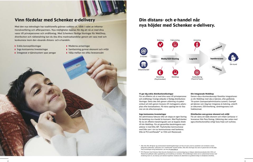 Med Schenkers färdiga lösningar för WebShop, distribution och nätbetalning kan du öka dina marknadsandelar genom att vara med och konkurrera inom den växande distans- och e-handeln.