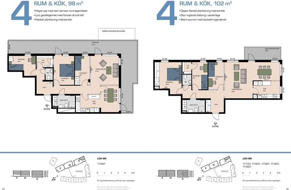 flexibel planlösning med barkök Stor inglasad balkong i västerläge Stort sov med skjutdörrsgarderob 6m² och kök, ompakt lägenhet med öppna ssamband Sov med plats för två 6m² m² BAON BH,5 m² ARDASRUM