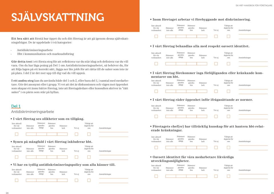 vara. Om du har låga poäng på Del 1 om Antidiskrimineringsarbetet, så behöver du, för att följa lagen på ett korrekt sätt, lägga ner lite jobb för att rätta till de saker som inte är på plats.