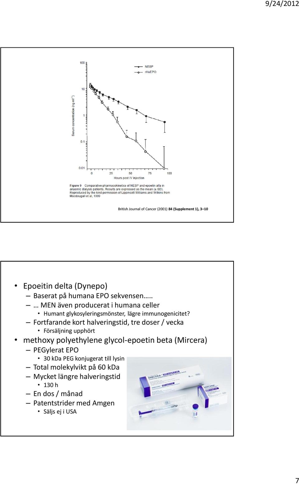 Fortfarande kort halveringstid, tre doser / vecka Försäljning upphört methoxy polyethylene glycol-epoetin beta (Mircera)