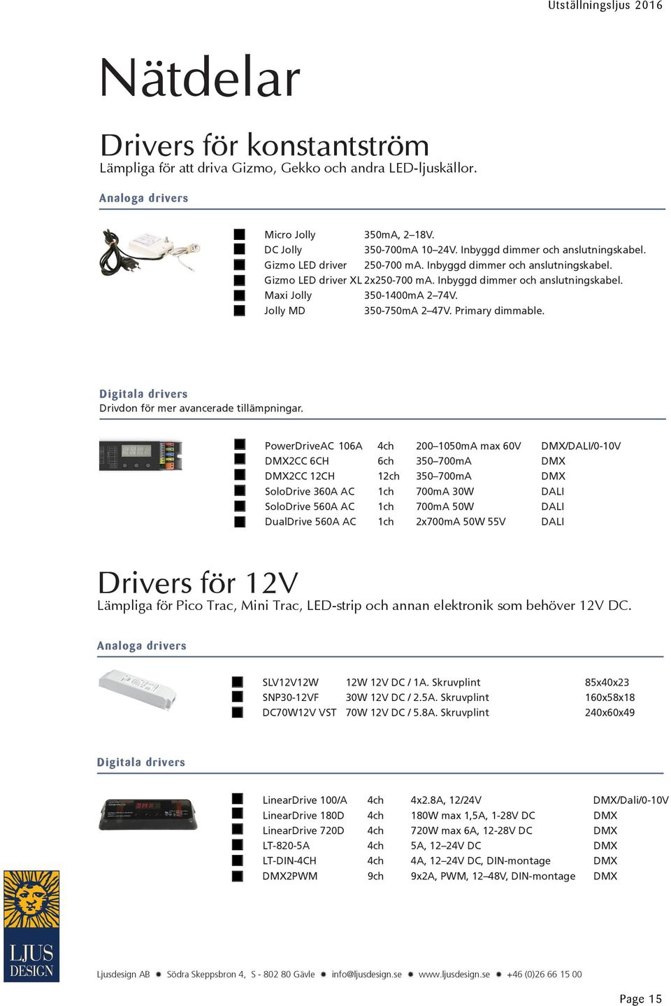 Jolly MD 350-750mA 2 47V. Primary dimmable. Digitala drivers Drivdon för mer avancerade tillämpningar.