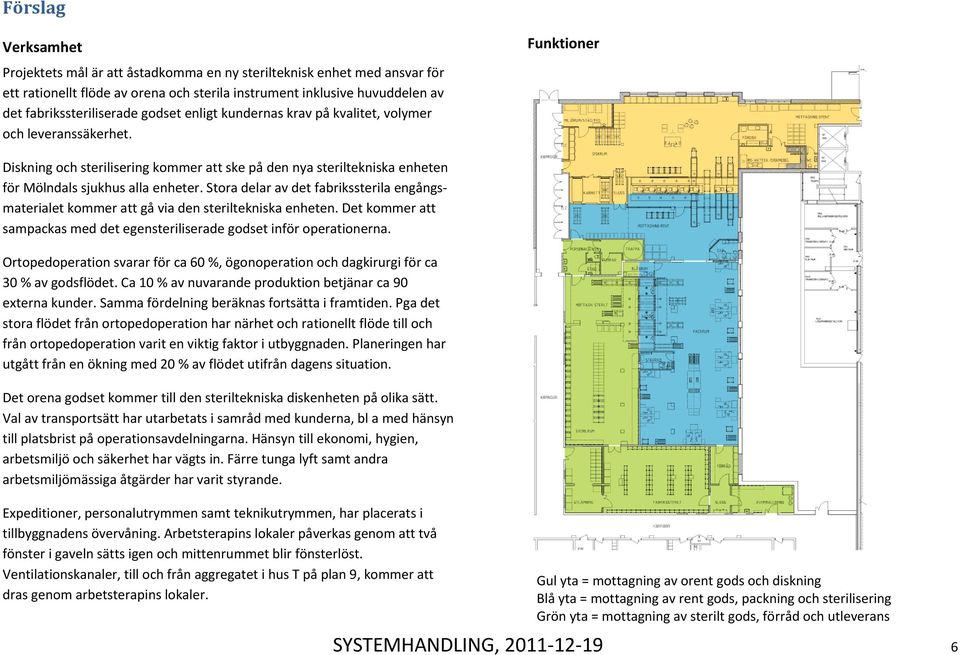 Stora delar av det fabrikssterila engångsmaterialet kommer att gå via den steriltekniska enheten. Det kommer att sampackas med det egensteriliserade godset inför operationerna.