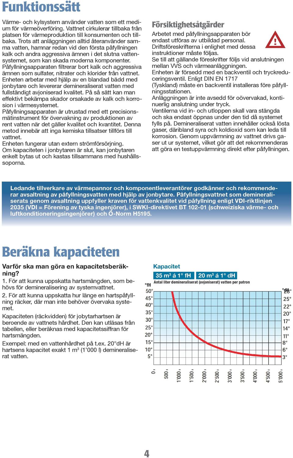 Påfyllningsapparaten filtrerar bort kalk och aggressiva ämnen som sulfater, nitrater och klorider från vattnet.