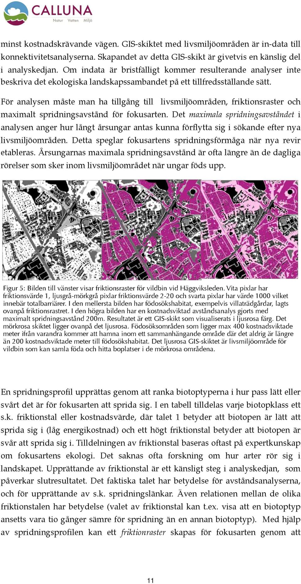 För analysen måste man ha tillgång till livsmiljöområden, friktionsraster och maximalt spridningsavstånd för fokusarten.