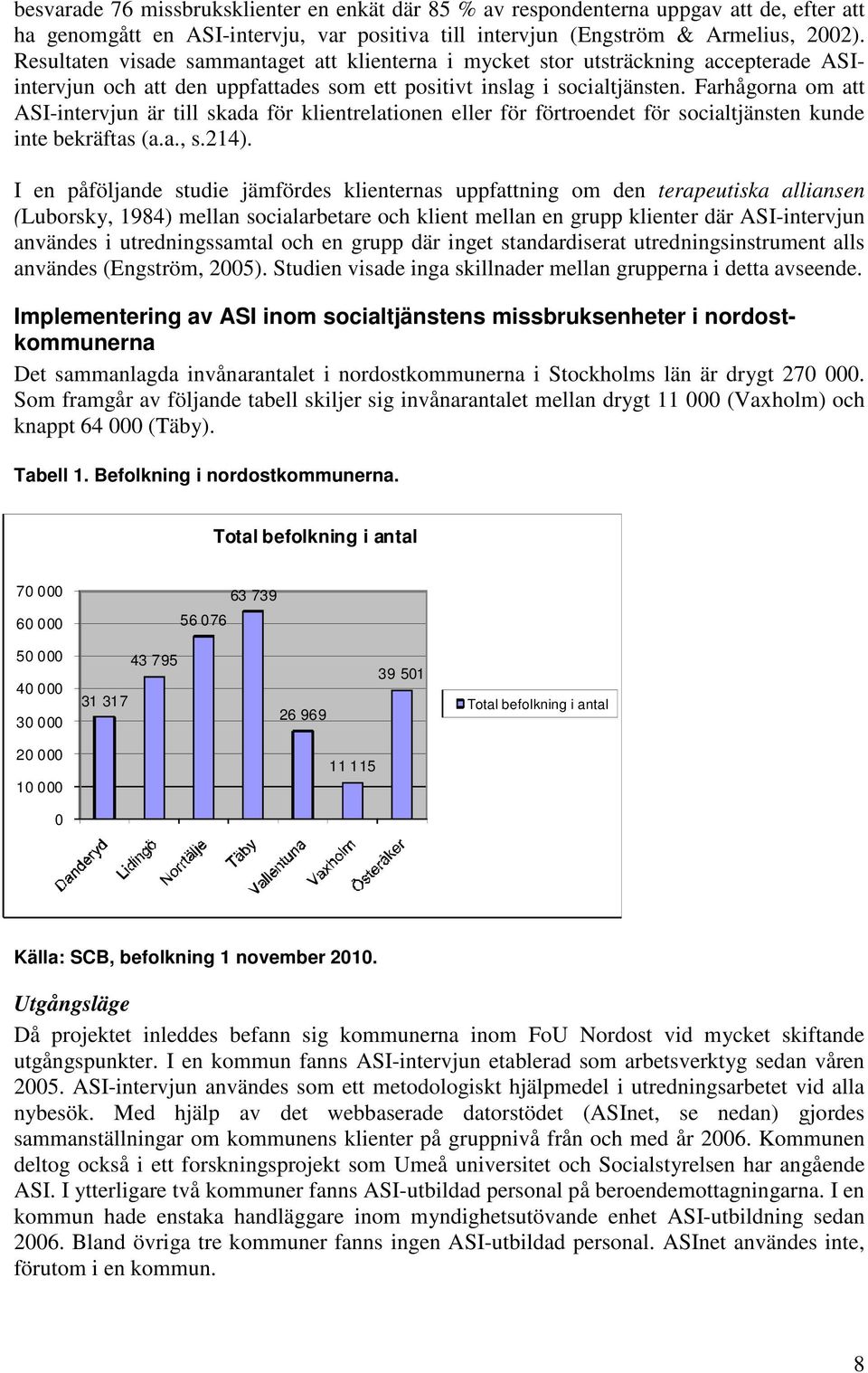 Farhågorna om att ASI-intervjun är till skada för klientrelationen eller för förtroendet för socialtjänsten kunde inte bekräftas (a.a., s.214).