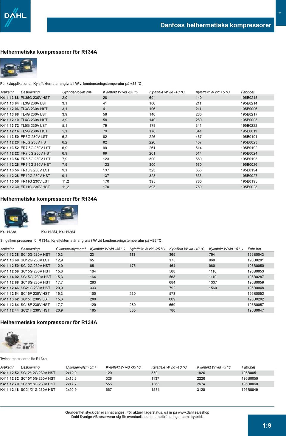 K411 12 10 TL4G 230V HST 3,9 58 140 280 195B0008 K411 13 72 TL5G 230V LST 5,1 79 178 341 195B0222 K411 12 14 TL5G 230V HST 5,1 79 178 341 195B0011 K411 13 50 FR6G 230V LST 6,2 82 226 457 195B0191