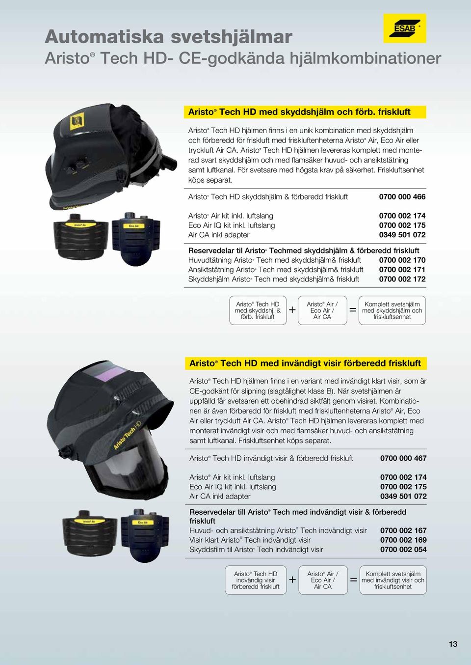 Aristo Tech HD hjälmen levereras komplett med monterad svart skyddshjälm och med flamsäker huvud- och ansiktstätning samt luftkanal. För svetsare med högsta krav på säkerhet.