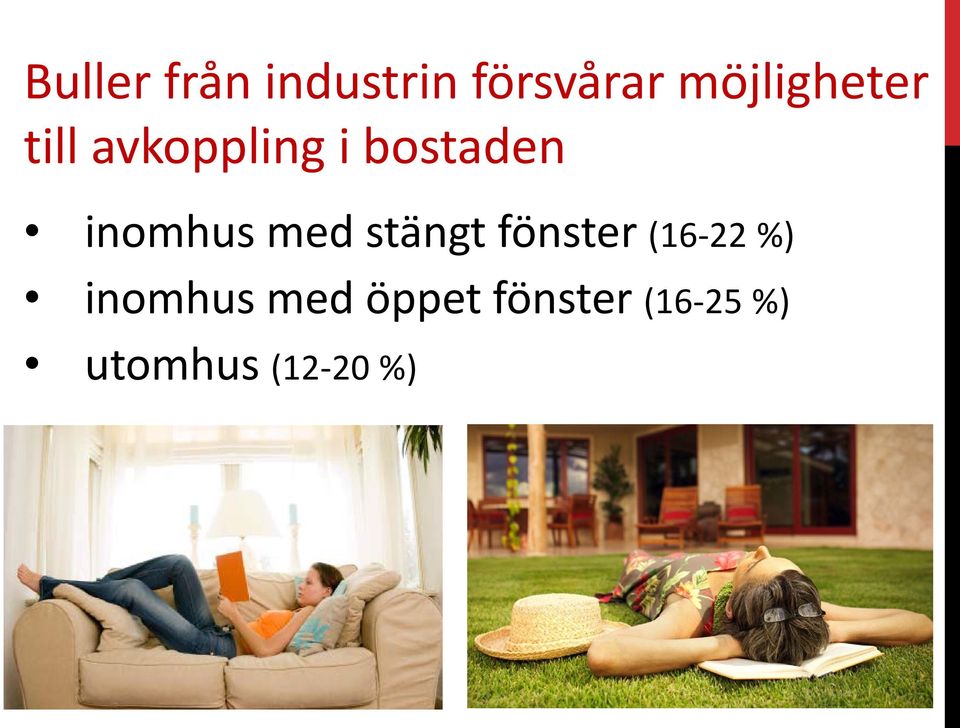 inomhus med stängt fönster (16-22 %)