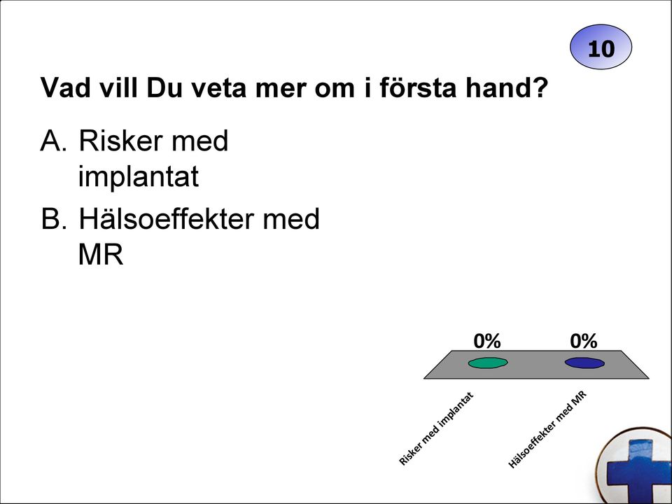 Hälsoeffekter med MR 0% 0% Risker