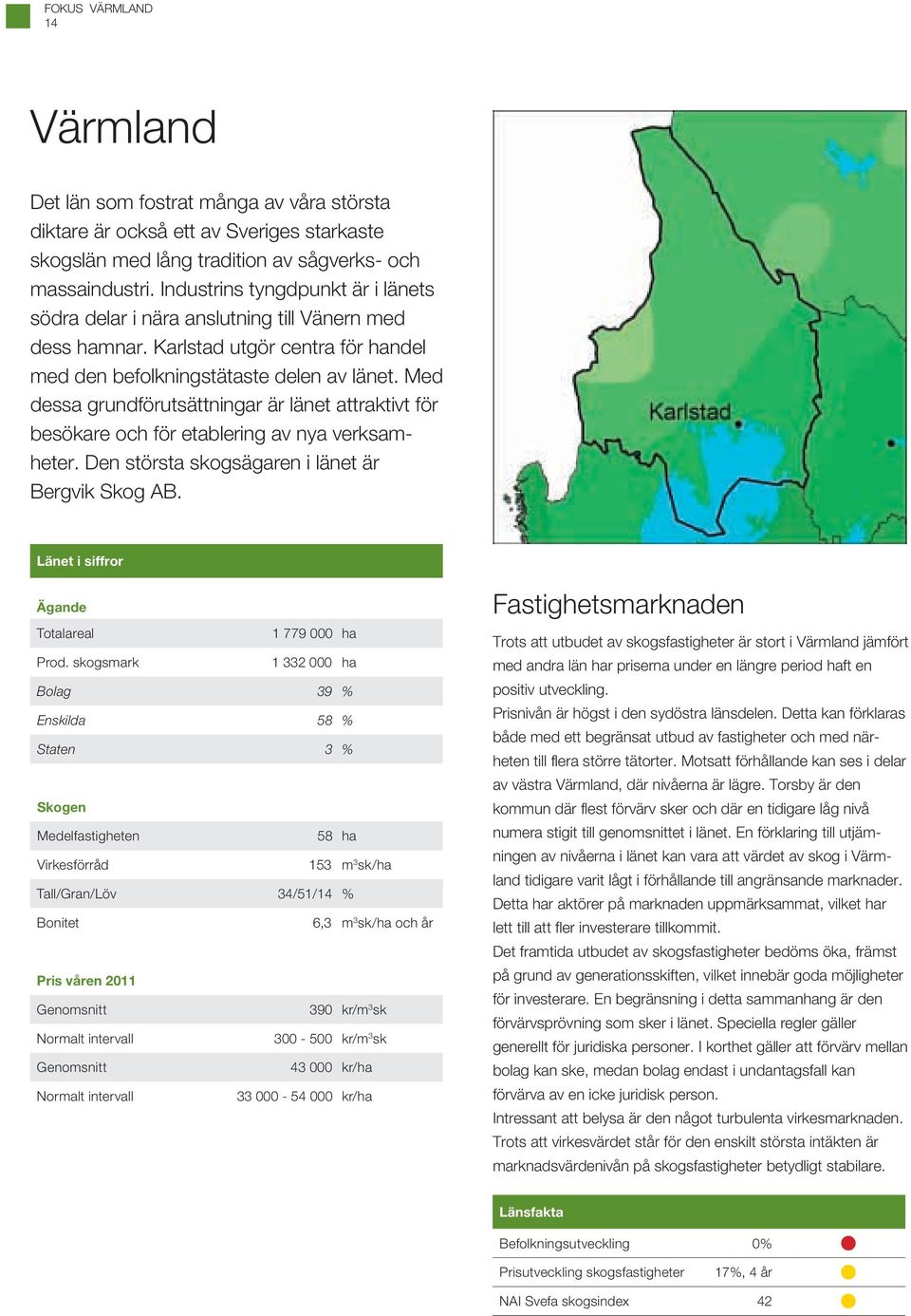 Med dessa grundförutsättningar är länet attraktivt för besökare och för etablering av nya verksamheter. Den största skogsägaren i länet är Bergvik Skog AB.