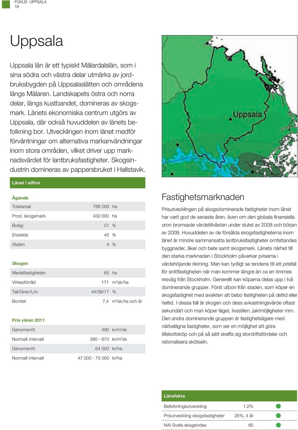 Utvecklingen inom länet medför förväntningar om alternativa markanvändningar inom stora områden, vilket driver upp marknadsvärdet för lantbruksfastigheter.