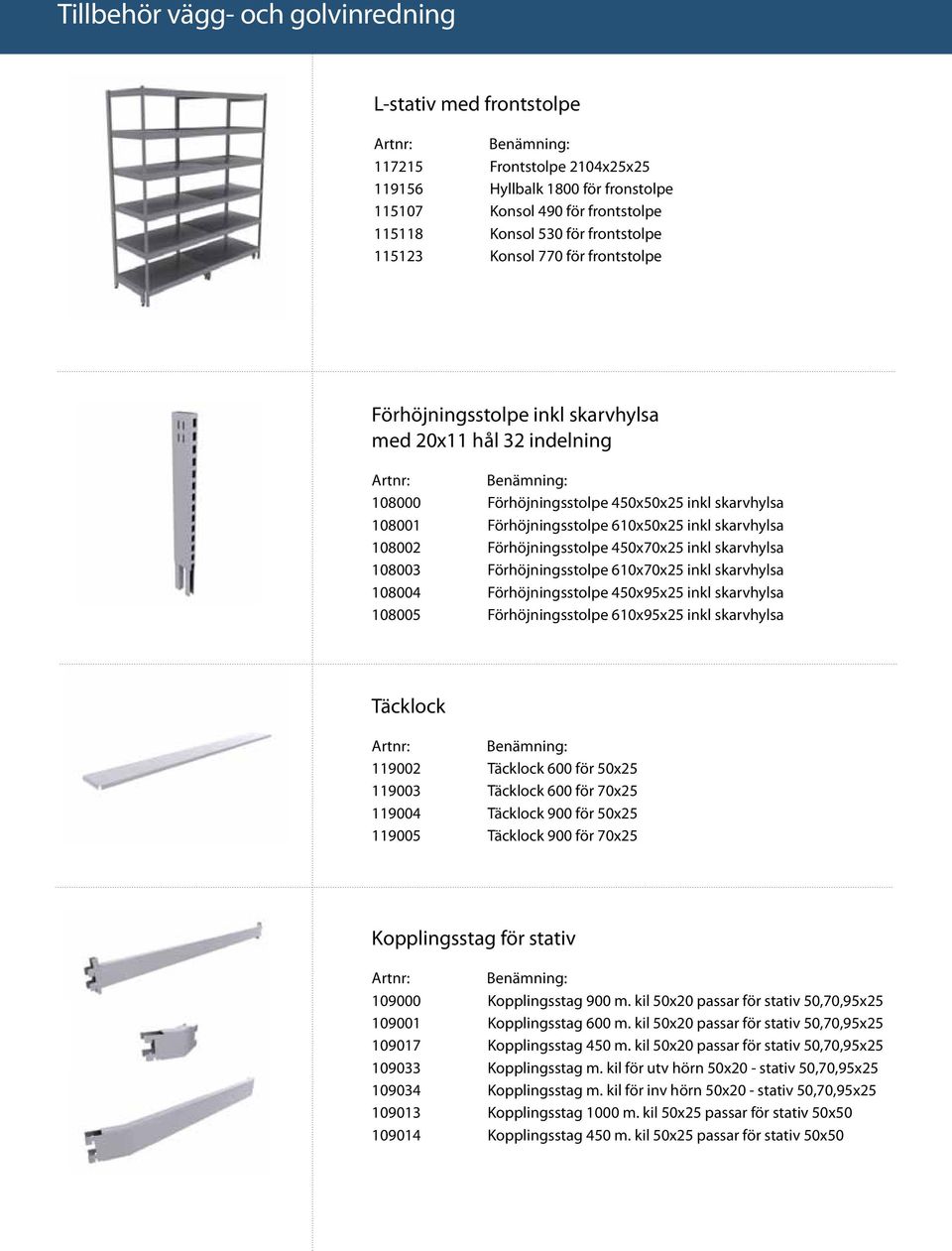 Förhöjningsstolpe 450x70x25 inkl skarvhylsa 108003 Förhöjningsstolpe 610x70x25 inkl skarvhylsa 108004 Förhöjningsstolpe 450x95x25 inkl skarvhylsa 108005 Förhöjningsstolpe 610x95x25 inkl skarvhylsa