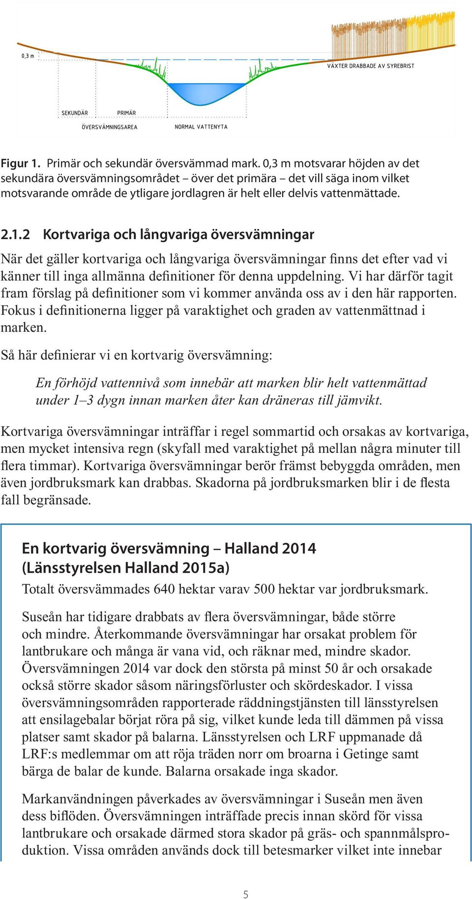 2 Kortvariga och långvariga översvämningar När det gäller kortvariga och långvariga översvämningar finns det efter vad vi känner till inga allmänna definitioner för denna uppdelning.