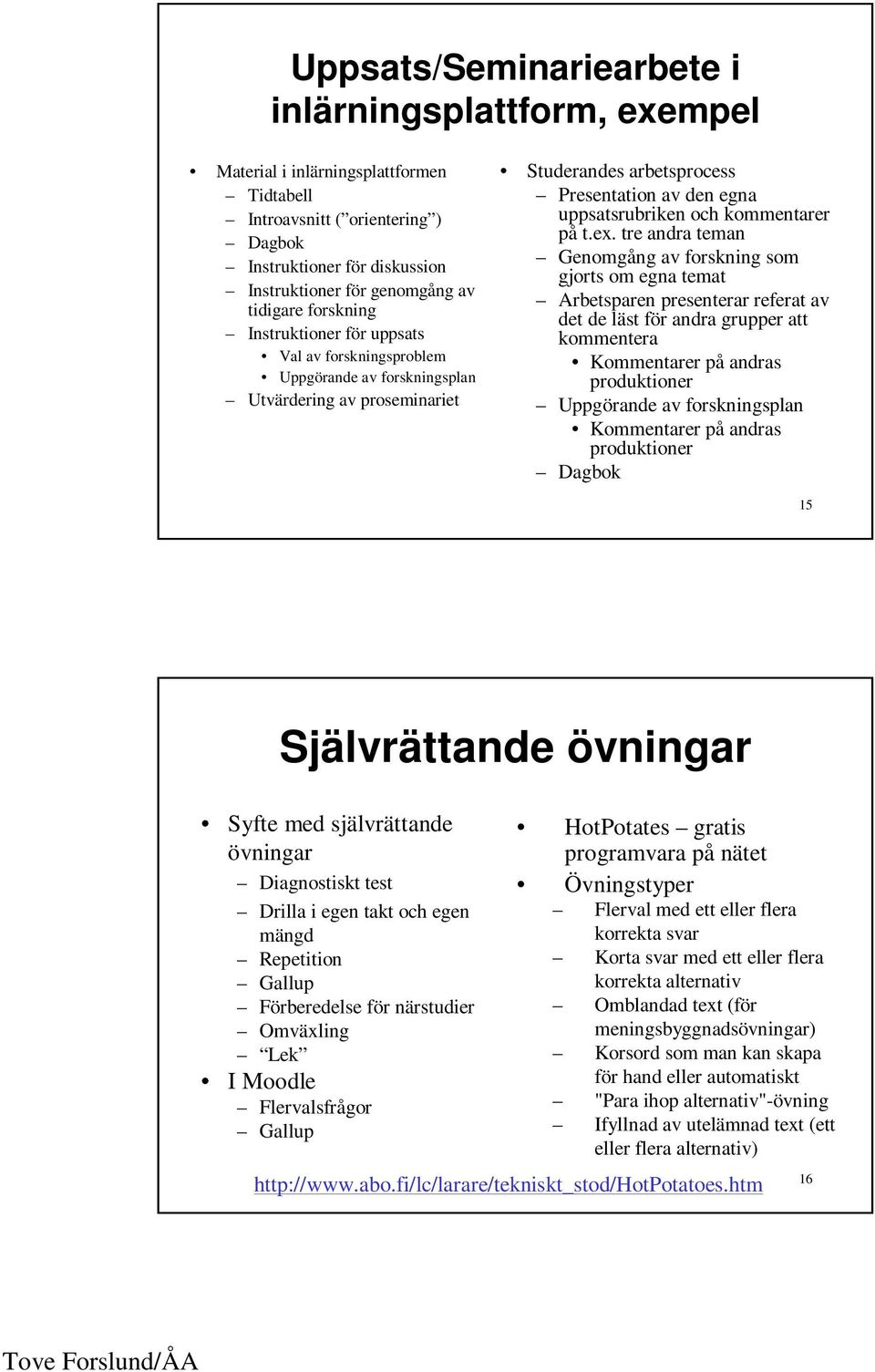 kommentarer på t.ex.