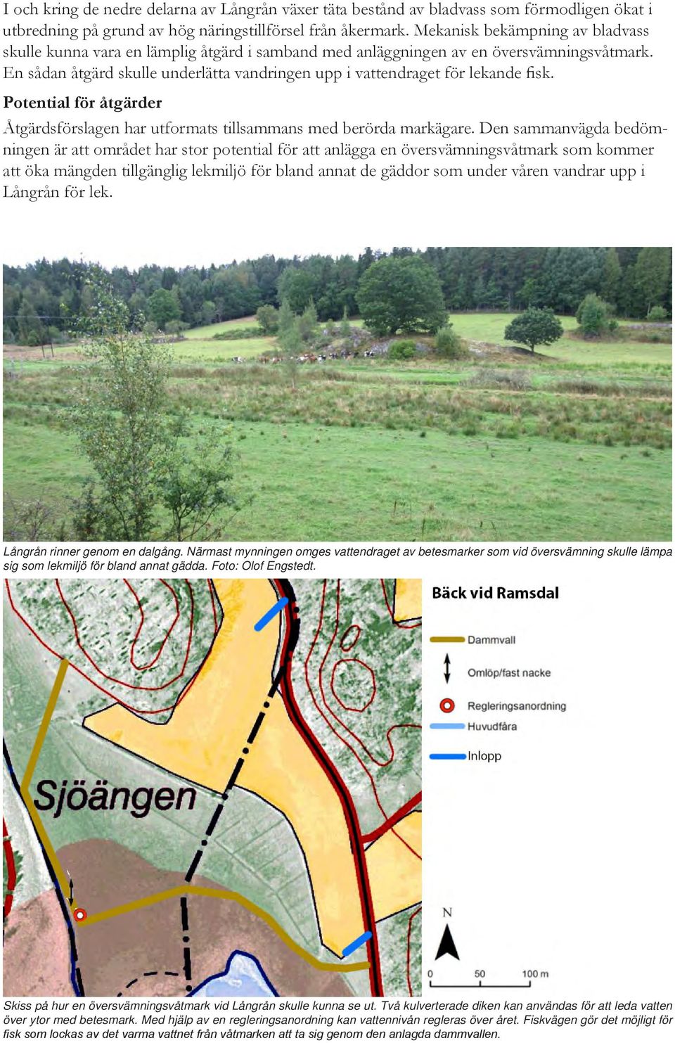 En sådan åtgärd skulle underlätta vandringen upp i vattendraget för lekande fisk. Potential för åtgärder Åtgärdsförslagen har utformats tillsammans med berörda markägare.