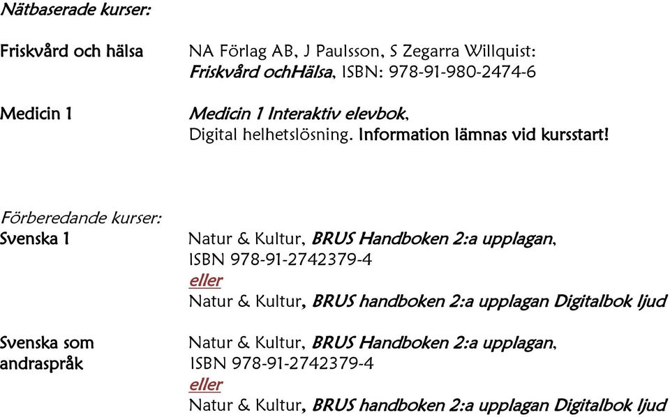 Interaktiv elevbok, Digital helhetslösning. Information lämnas vid kursstart!