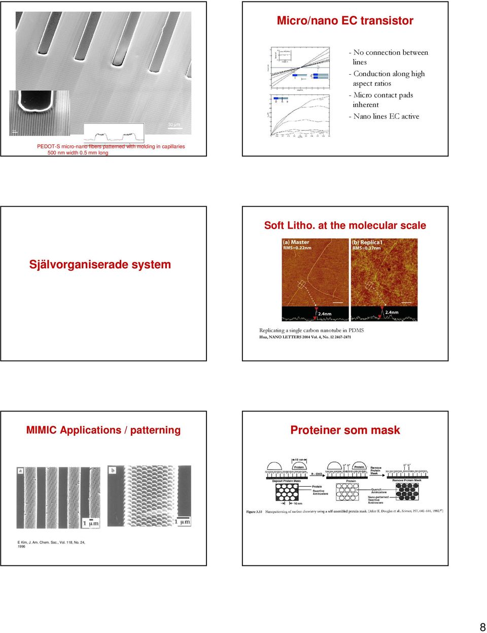 at the molecular scale Självorganiserade system Replicating a single carbon nanotube in PDMS Hua, NANO LETTERS 2004 Vol.