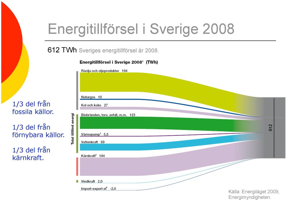 1/3 del från fossila källor.