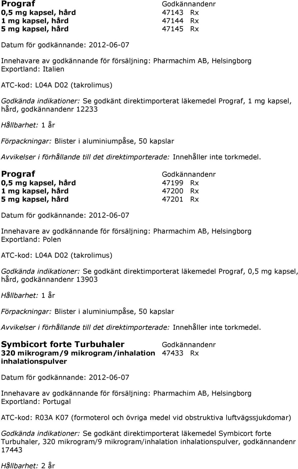 till det direktimporterade: Innehåller inte torkmedel.
