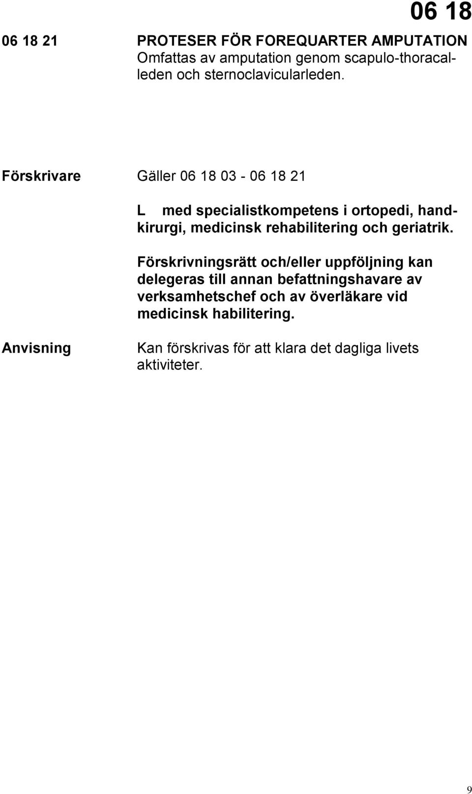 Förskrivare Gäller 06 18 03-06 18 21 L med specialistkompetens i ortopedi, handkirurgi, medicinsk rehabilitering och