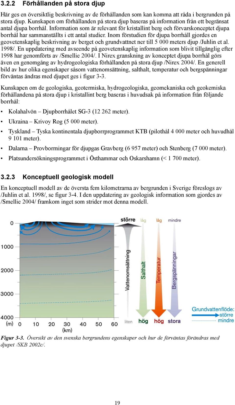 Information som är relevant för kristallint berg och förvarskonceptet djupa borrhål har sammanställts i ett antal studier.