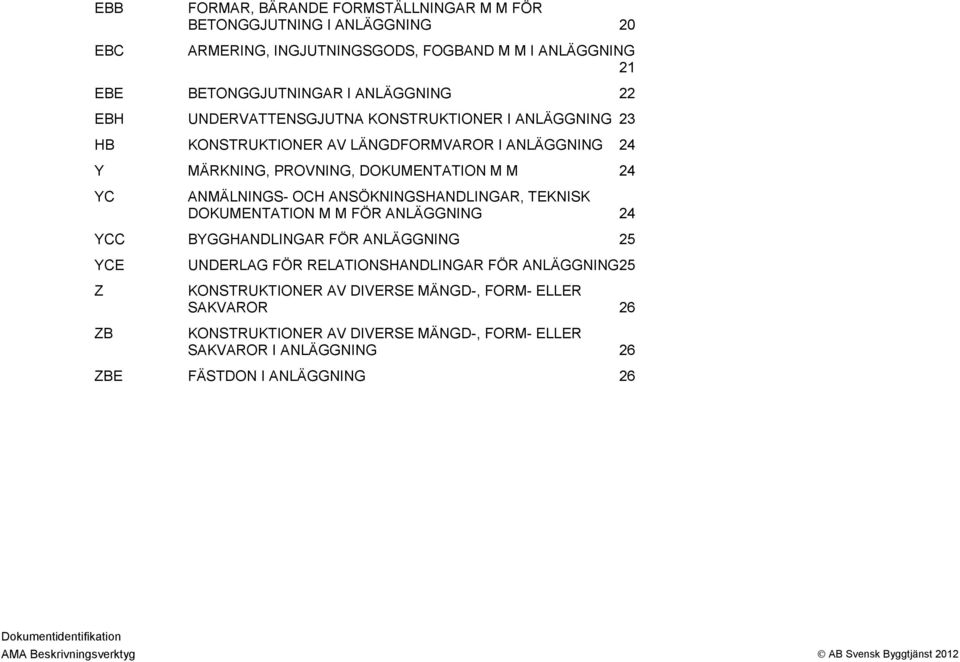 YC ANMÄLNINGS: OCH ANSÖKNINGSHANDLINGAR, TEKNISK DOKUMENTATION M M FÖR ANLÄGGNING 24 YCC BYGGHANDLINGAR FÖR ANLÄGGNING 25 YCE UNDERLAG FÖR RELATIONSHANDLINGAR FÖR