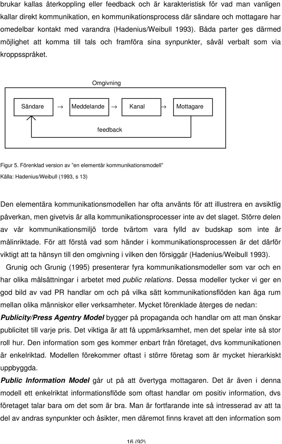 Omgivning Sändare Meddelande Kanal Mottagare feedback Figur 5.