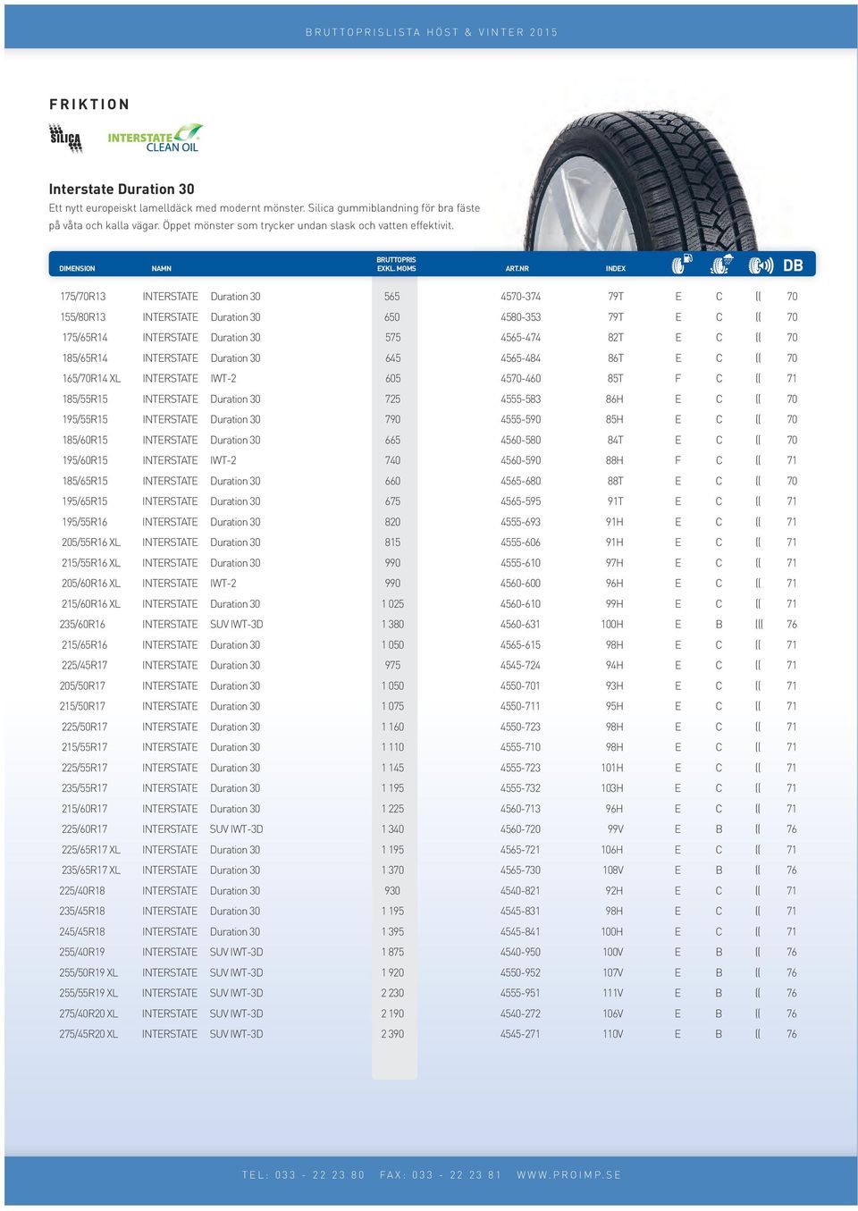 NR INDEX DB 175/70R13 INTERSTATE Duration 30 565 4570-374 79T E C (( 70 155/80R13 INTERSTATE Duration 30 650 4580-353 79T E C (( 70 175/65R14 INTERSTATE Duration 30 575 4565-474 82T E C (( 70