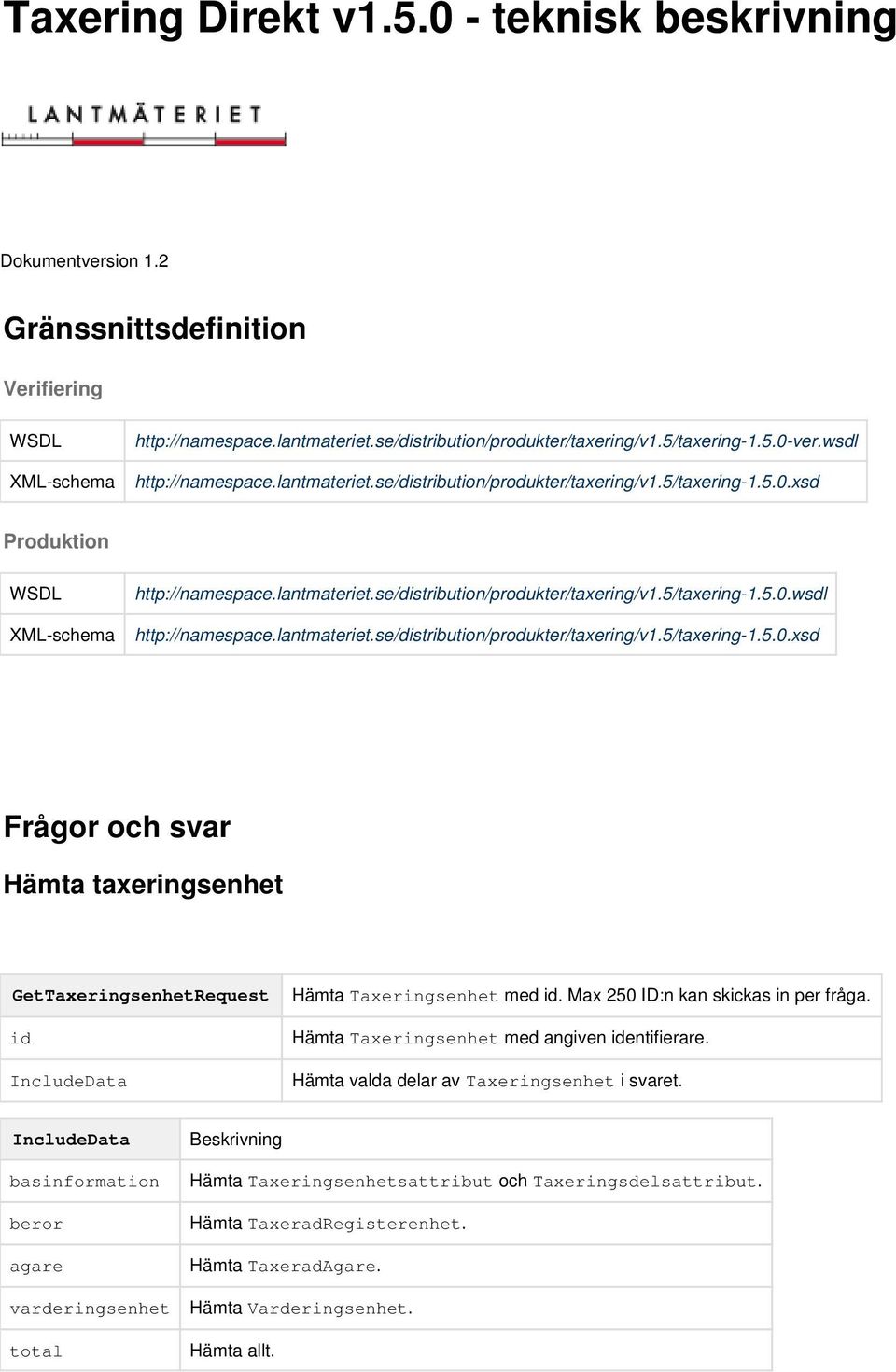 Max 250 ID:n kan skickas in per fråga. Hämta Taxeringsenhet med angiven entifierare. IncludeData Hämta valda delar av Taxeringsenhet i svaret.