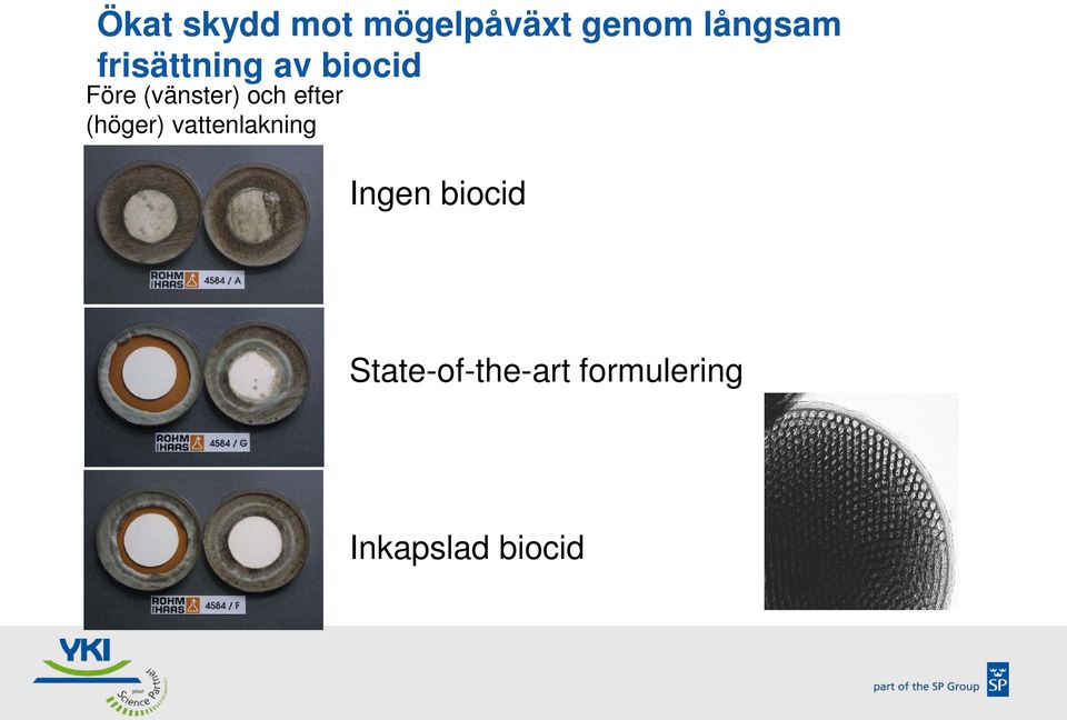 efter (höger) vattenlakning Ingen biocid